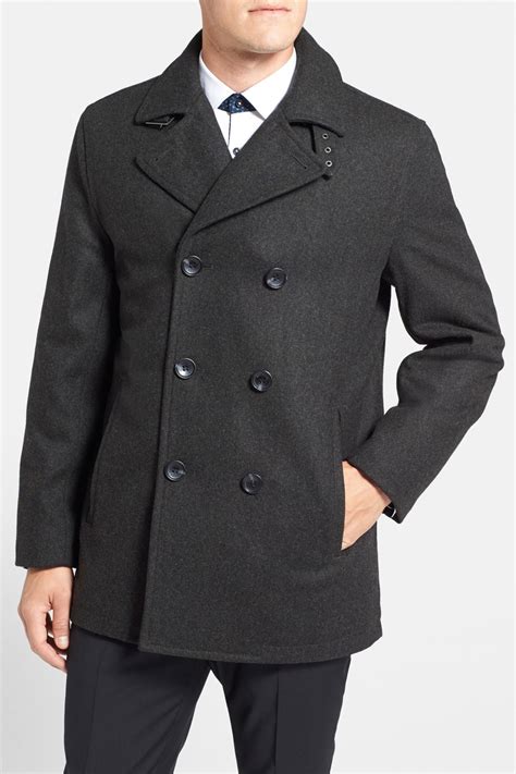 michael kors wool blend double breasted peacoat men|Michael Kors Mens Double Breasted Jacket Wool.